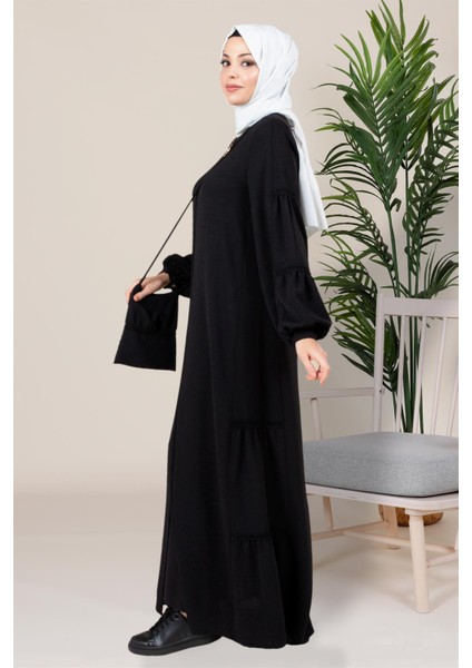 Şerit Dantel Süslemeli Siyah Ferace 3765 fiyatları