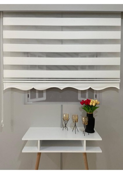 Modern Dekoratif Mikro Pliseli Zebra Stor Perde Alüminyum Kasalı - Ekru