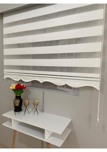 Modern Dekoratif Mikro Pliseli Zebra Stor Perde Alüminyum Kasalı - Ekru fiyatları