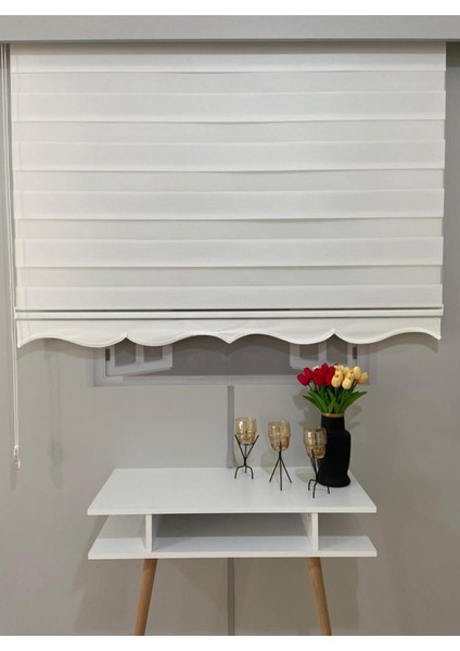 Modern Dekoratif Mikro Pliseli Zebra Stor Perde Alüminyum Kasalı - Ekru modelleri