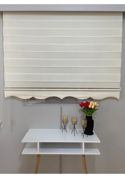 Modern Dekoratif Mikro Pliseli Zebra Stor Perde Alüminyum Kasalı - Krem