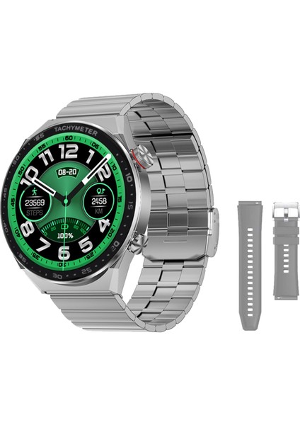 Gt5 Max 46MM Silikon+Metal Çift Kordonlu Bt Çağrı Özellikli Watch Classic Series 2023 Akıllı Saat