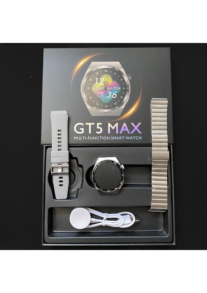 Gt5 Max 46MM Silikon+Metal Çift Kordonlu Bt Çağrı Özellikli Watch Classic Series 2023 Akıllı Saat