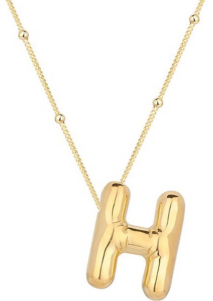 Gümüş Gold Balon H Harfi Kadın Kolye
