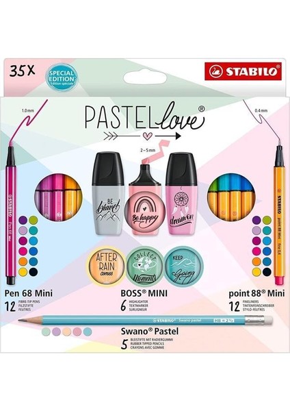 Fosforlu Kalem Pastellove Mini Set 35 Li EO77/5 9 / Stabilo