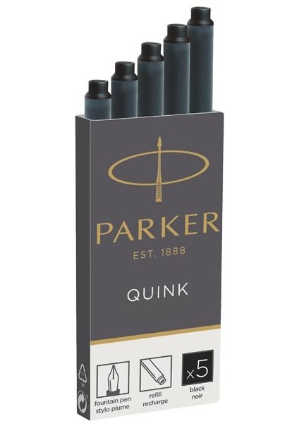 Dolma Kalem Kartuşu Quink Siyah 5 Li 1950382 20'li Paket / Parker fiyatları