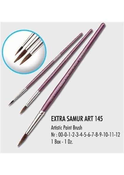 Fırça Sulu Boya Extra Kalem Midilli Kıl 02 12'li Paket / Samur