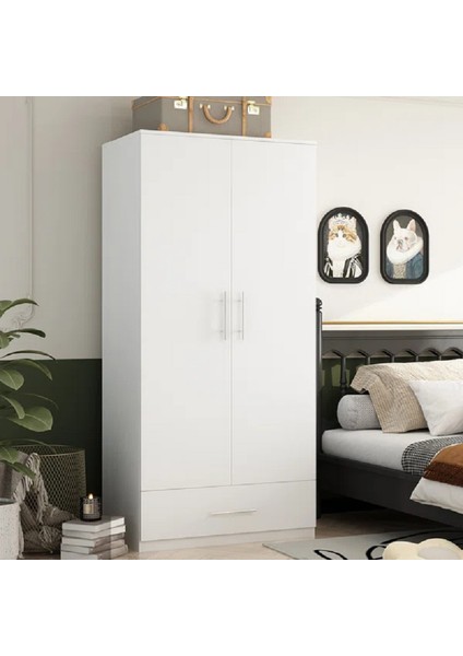 Zenith 2 Kapaklı Çekmeceligardırop, Elbise Dolabı, Mdf, M-GRD10