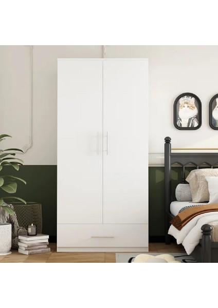 Zenith 2 Kapaklı Çekmeceligardırop, Elbise Dolabı, Mdf, M-GRD10