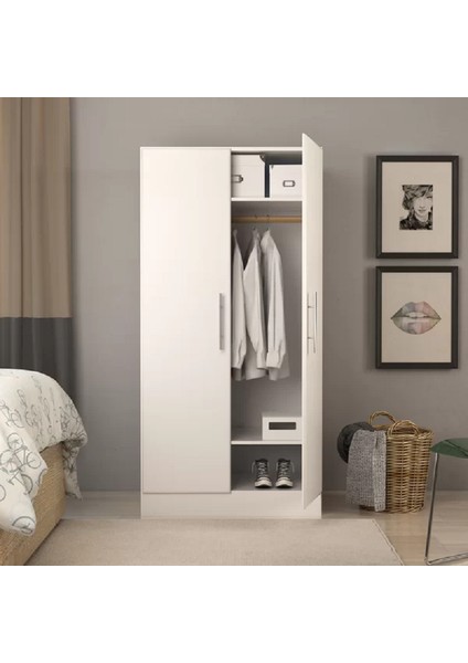 Serenity 2 Kapaklı Gardırop, Elbise Dolabı, Çok Amaçlı Dolap, Mdf, M-GRD01