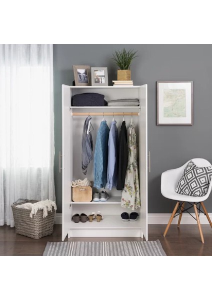Serenity 2 Kapaklı Gardırop, Elbise Dolabı, Çok Amaçlı Dolap, Mdf, M-GRD01