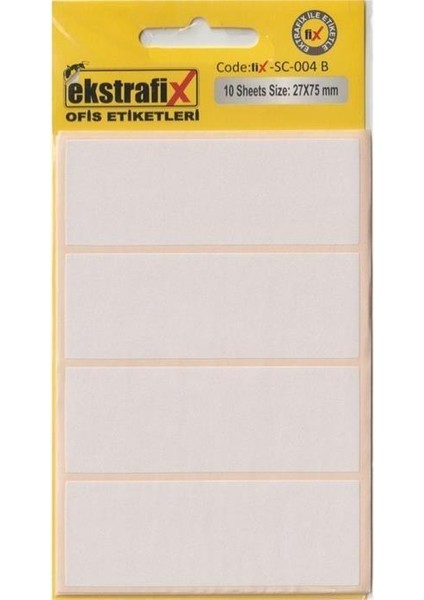 Ofis Etiketi 27X75 mm 10 Lu Beyaz Sc 004 B / Ekstrafix