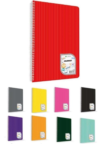 Çınar Colormaxi Spiralli Defter Plastik Kapak Kareli 120 Yp A4 120/4 73008 12'li