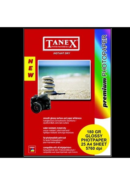 Fotoğraf Kağıdı 25 Li Yp A4 180 gr 25'li Paket / Tanex