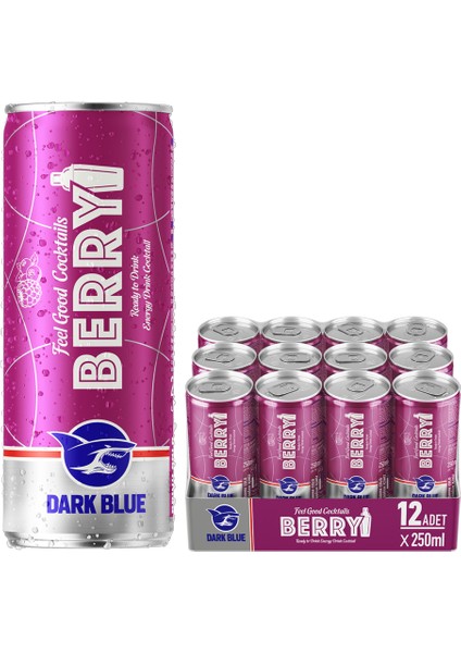 Dark Blue Berry Enerji Içeceği, 250 ml (12'li Paket, 12 Adet x 250 Ml)