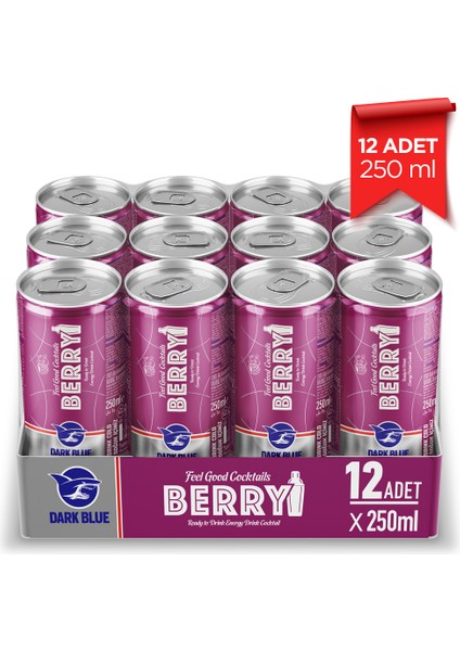 Dark Blue Berry Enerji Içeceği, 250 ml (12'li Paket, 12 Adet x 250 Ml)