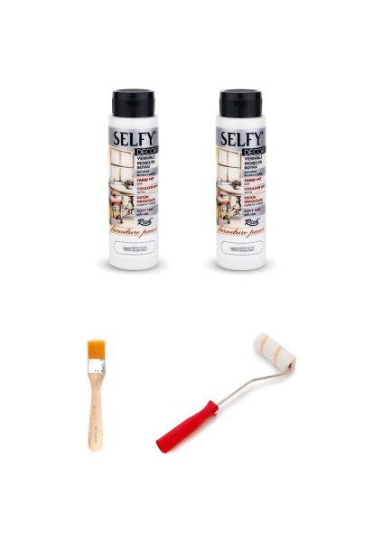 Rich Selfy Decor Antik Beyaz 1000 cc (1400 Gr) Vernikli Boya Dolap Boyama Seti Mobilya Boyası Set