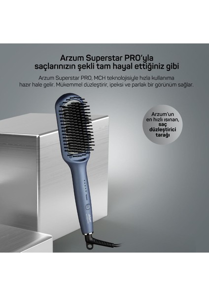 AR5082-O Superstar Pro Saç Düzleştirici Fırça - Okyanus