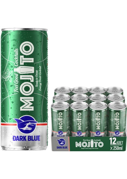 Dark Blue Mojito Enerji Içeceği, 250 ml (12'li Paket, 12 Adet x 250 Ml)