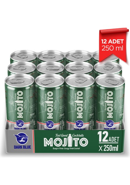 Dark Blue Mojito Enerji Içeceği, 250 ml (12'li Paket, 12 Adet x 250 Ml)