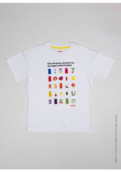Baskılı Beyaz Erkek Çocuk T-Shirt HRBTXT105