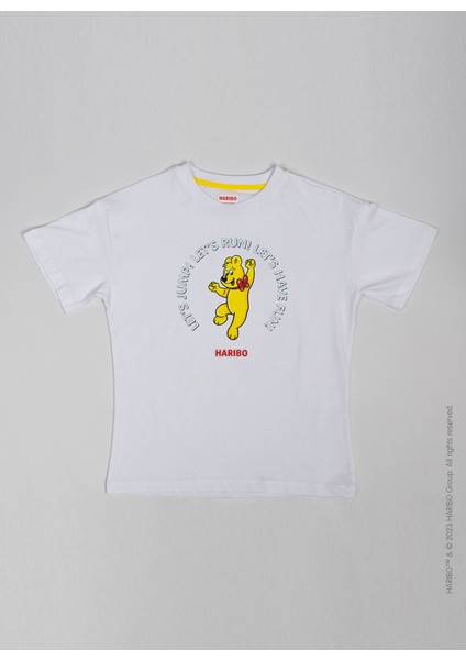 Baskılı Beyaz Erkek Çocuk T-Shirt HRBTXT101