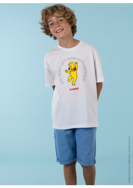 Baskılı Beyaz Erkek Çocuk T-Shirt HRBTXT101 fiyatları