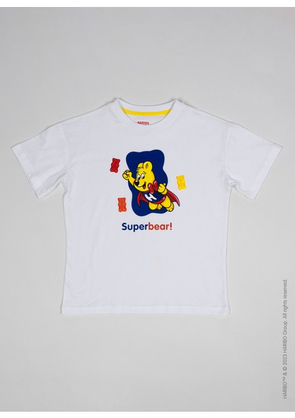 Baskılı Beyaz Erkek Çocuk T-Shirt HRBTXT108 modelleri