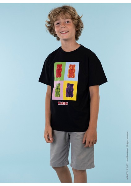 Baskılı Siyah Erkek Çocuk T-Shirt HRBTXT011 modelleri