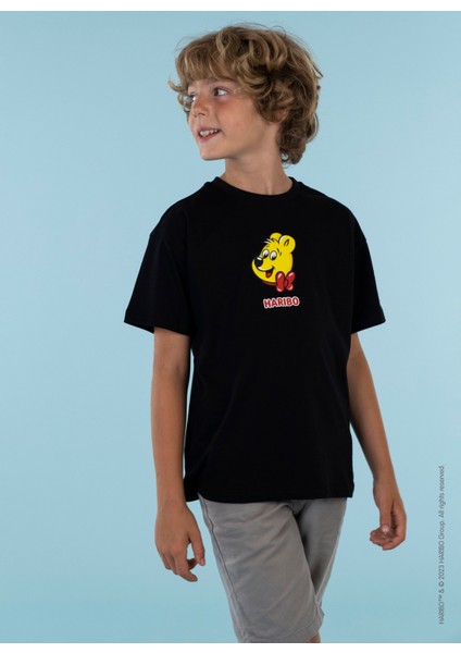 Baskılı Siyah Erkek Çocuk T-Shirt HRBTXT109