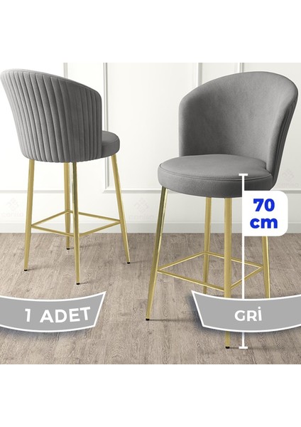 Concept Fora Serisi 1 Adet Babyface Kumaş Gold Kaplama Metal Ayaklı Ada Mutfak Bar Sandalyesi