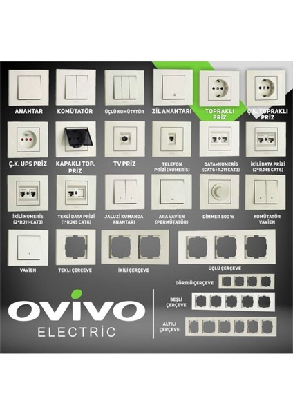 Ovivo Grano Beyaz Tekli Anahtar Çerçeve Dahildir fiyatları