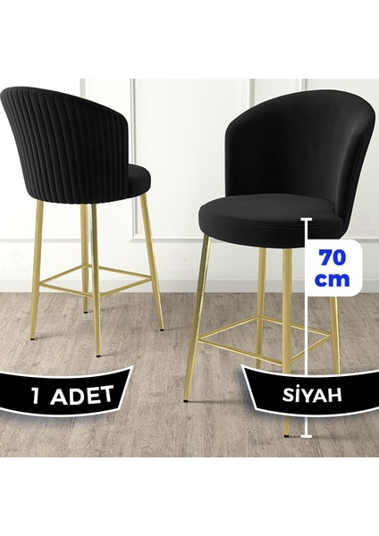 Concept Fora Serisi 1 Adet Babyface Kumaş Gold Kaplama Metal Ayaklı Ada Mutfak Bar Sandalyesi