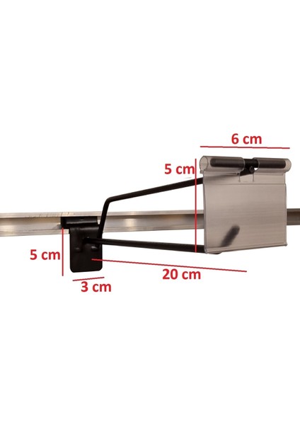 20 cm - 50 Adet Siyah Etiketli Kanallı Pano Kancası Raf Askısı