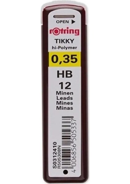 0.3 / 0.35 mm Uç Min Siyah 6 Adet Rotring Siyah Kalem Uçu 0.35 mm 6 Adet