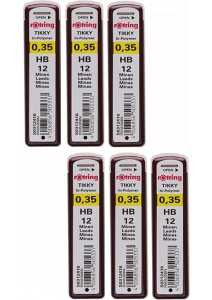 0.3 / 0.35 mm Uç Min Siyah 6 Adet Rotring Siyah Kalem Uçu 0.35 mm 6 Adet