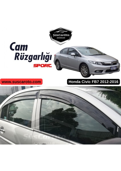 Honda Civic Fb7 2012-2016 Uyumlu Mugen Cam Rüzgarlığı Seti Piano Black 4'lü