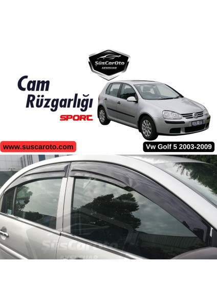 ŞüsCarOto Aksesuar Vw Golf 5 2003-2009 Uyumlu Mugen Cam Rüzgarlığı Seti Piano Black 4'lü