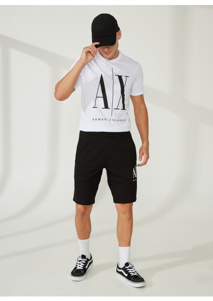 Armani Exchange Rahat Siyah Erkek Sweat Şort 8nzspa 1200-BLACK