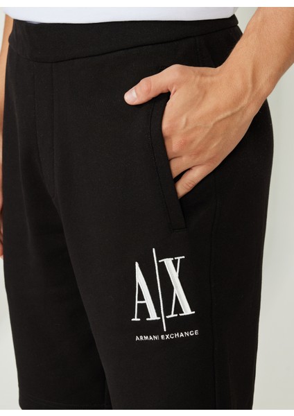 Armani Exchange Rahat Siyah Erkek Sweat Şort 8nzspa 1200-BLACK