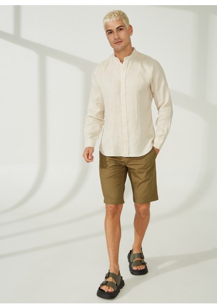 Slim Fit Düğmeli Yaka Kum Erkek Gömlek A266DANIELL20- fiyatları