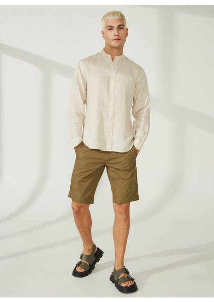 Normal Bel Slim Fit Yeşil Erkek Bermuda Şort A261NAT99NG332-