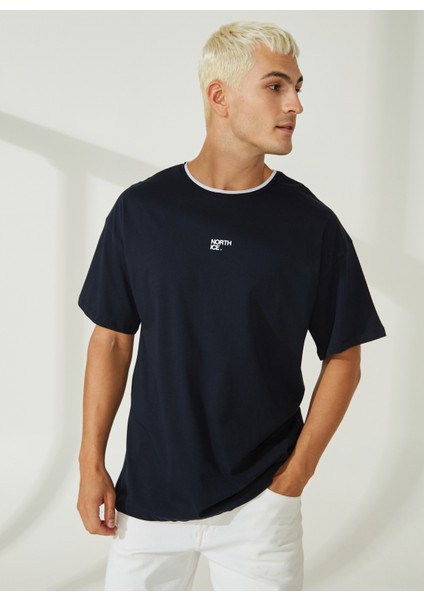 Bisiklet Yaka Düz Lacivert Erkek T-Shirt NI230011 modelleri