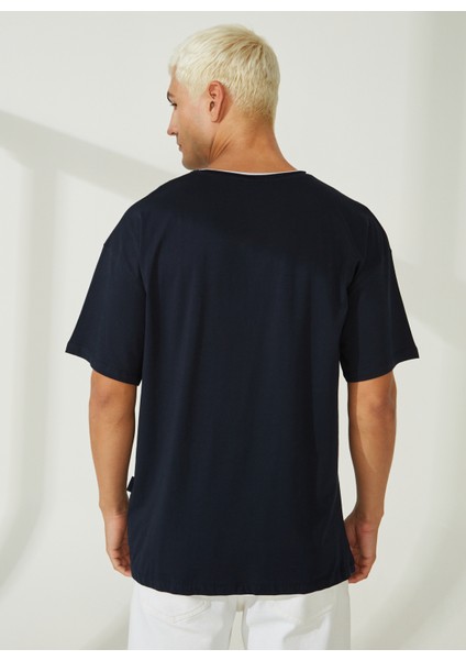 Bisiklet Yaka Düz Lacivert Erkek T-Shirt NI230011 indirimleri