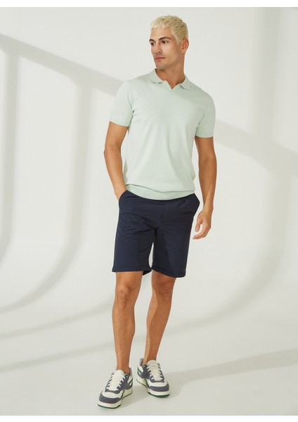 Normal Bel Slim Fit Koyu Mavi Erkek Bermuda Şort A261JONP581TF121/T-