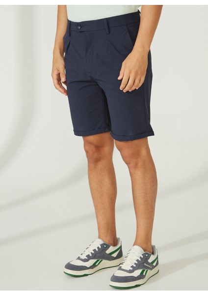 Normal Bel Slim Fit Koyu Mavi Erkek Bermuda Şort A261JONP581TF121/T-