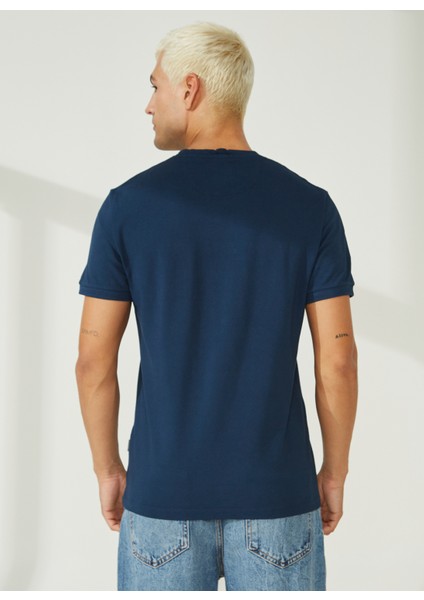 Bisiklet Yaka Koyu Mavi Erkek T-Shirt A266T2P02- indirimleri