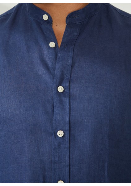 Slim Fit Düğmeli Yaka Koyu Mavi Erkek Gömlek A266DANIELL20- fırsatları