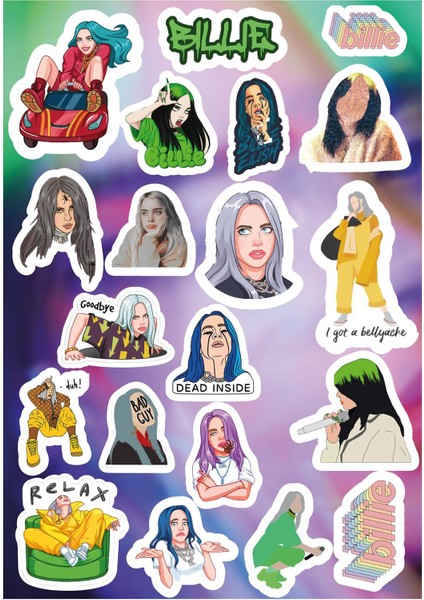 Billie Eilish Sticker Seti - Ajanda - Laptop - Telefon Sticker Seti (20 Adet)