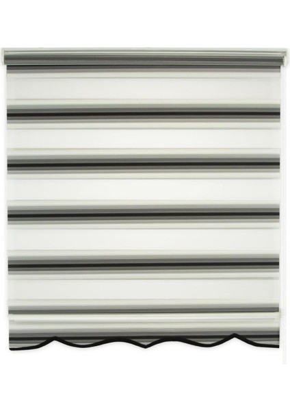 Modern Dekoratif Degrade Renk Geçişli Zebra Stor Perde Alüminyum Kasalı Yüksek Kaliteli - Siyah